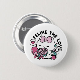 かわいいバレンタインデザイン – 猫と猫の愛 缶バッジ