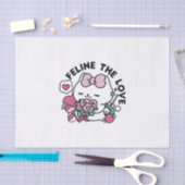 かわいいバレンタインデザイン – 猫と猫の愛 薄葉紙 (クラフト)