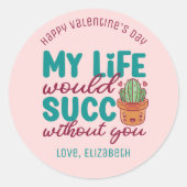 かわいいバレンタインデーおもしろいなしで人生を過ごす ラウンドシール (正面)
