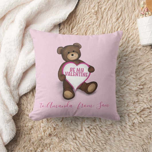 かわいいバレンタインデーお洒落テディベア クッション (ブランケット)