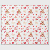 かわいいバレンタインデーと赤いハート ラッピングペーパー (フラット)