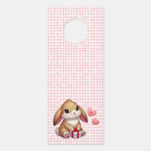 かわいいバレンタインデーのウサギちゃん ドアノブサイン