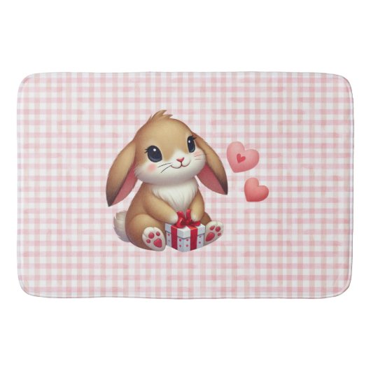 かわいいバレンタインデーのウサギちゃん バスマット (正面)