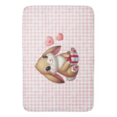 かわいいバレンタインデーのウサギちゃん バスマット (正面縦)