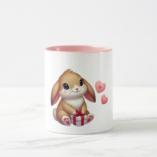 かわいいバレンタインデーのウサギちゃん マグカップ (中央)