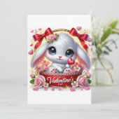 かわいいバレンタインデーのウサギのフラットホリデーカード シーズンカード (スタンド正面)