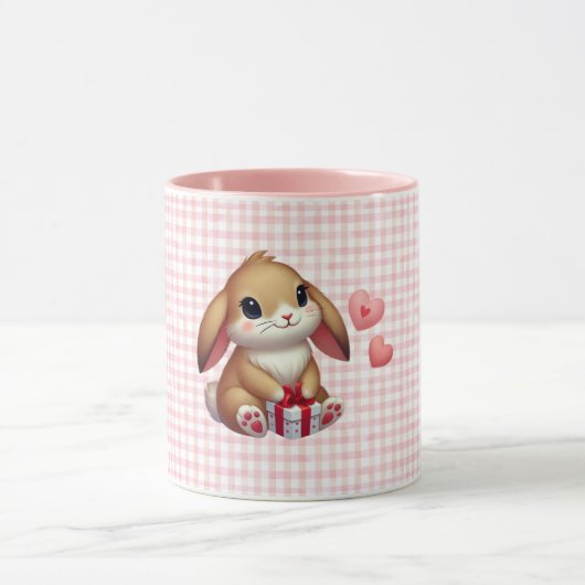 かわいいバレンタインデーのウサギ マグカップ (中央)