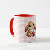 かわいいバレンタインデーのウサギ マグカップ (正面左)