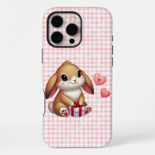 かわいいバレンタインデーのウサギ iPhoneケース (裏面)