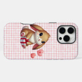 かわいいバレンタインデーのウサギ iPhoneケース (裏面横)