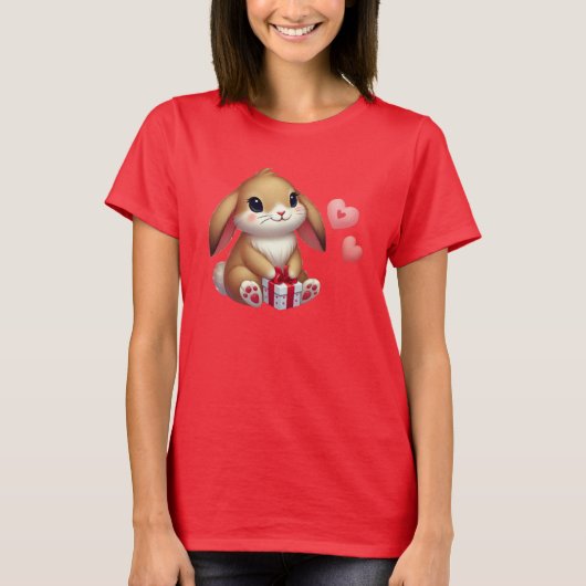 かわいいバレンタインデーのウサギ Tシャツ (正面)