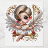 かわいいバレンタインデーのキューピッドワインボトルラベル ワインラベル (シングルラベル)