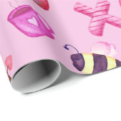 かわいいバレンタインデーのコラージピンク ラッピングペーパー (ロールコーナー)