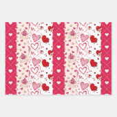 かわいいバレンタインデーのコラージュ ラッピングペーパーシート (正面2)
