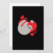 かわいいバレンタインデーのナマケモノ 招待状 (正面/裏面)