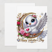 かわいいバレンタインデーのハトのフラットホリデーカード シーズンカード (正面/裏面)