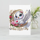 かわいいバレンタインデーのハトのフラットホリデーカード シーズンカード (スタンド正面)