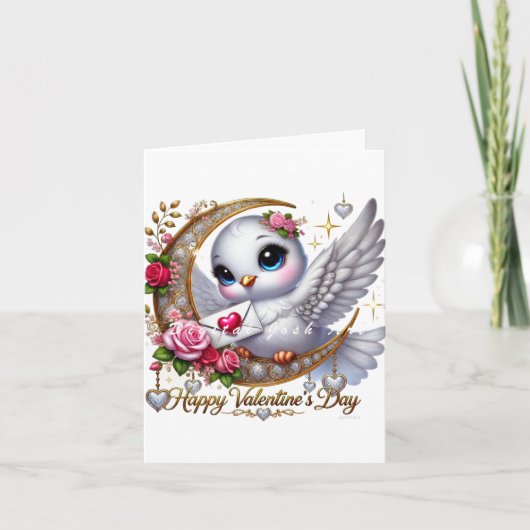 かわいいバレンタインデーのハトの折り紙ホリデーカード シーズンカード (正面)
