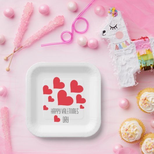 かわいいバレンタインデーのハートとたくさんの愛カッコいい ペーパープレート (パーティー)