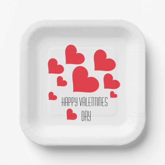 かわいいバレンタインデーのハートとたくさんの愛カッコいい ペーパープレート (正面)