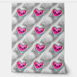 かわいいバレンタインデーのハートとゴルフボール 壁紙