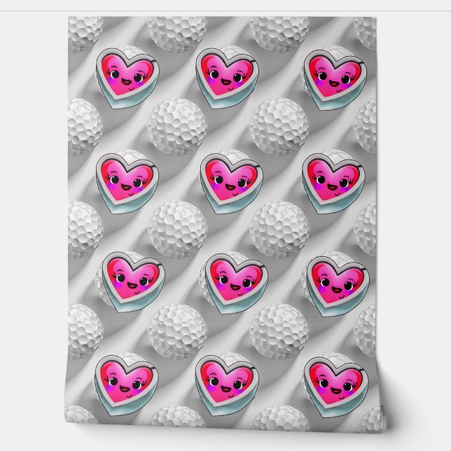かわいいバレンタインデーのハートとゴルフボール 壁紙 (ほどく)