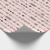 かわいいバレンタインデーのハートと矢印 ラッピングペーパー (角)