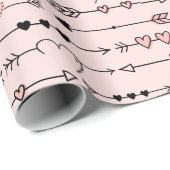 かわいいバレンタインデーのハートと矢印 ラッピングペーパー (ロールコーナー)