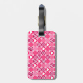 かわいいバレンタインデーのピンクハートと花柄 ラゲッジタグ (裏面縦)