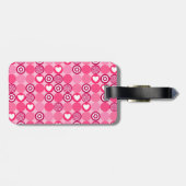 かわいいバレンタインデーのピンクハートと花柄 ラゲッジタグ (裏面横)