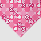 かわいいバレンタインデーのピンクハートと花柄 薄葉紙 (詳細)