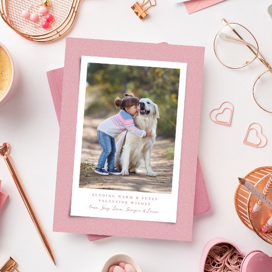 かわいいバレンタインデーのペットの写真の暖かいあいまいな甘い シーズンカード