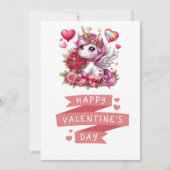 かわいいバレンタインデーのユニコーン シーズンカード (正面)