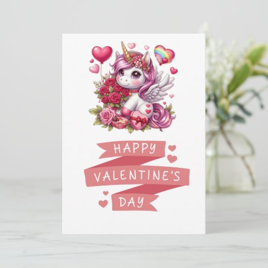 かわいいバレンタインデーのユニコーン シーズンカード (スタンド正面)