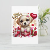 かわいいバレンタインデーのラブラドール フラット ホリデー カード (スタンド正面)