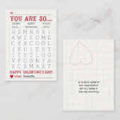 かわいいバレンタインデーのワードサーチ ノートカード (正面/裏面)