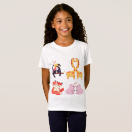 かわいいバレンタインデーの動物のカップルのイラスト Tシャツ