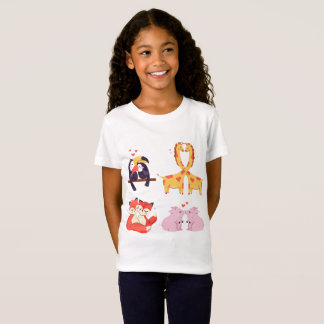 かわいいバレンタインデーの動物のカップルのイラスト Tシャツ
