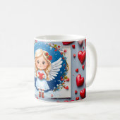 かわいいバレンタインデーの天使 コーヒーマグカップ (正面右)