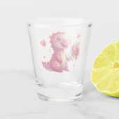 かわいいバレンタインデーの恐竜 ショットグラス (裏面)