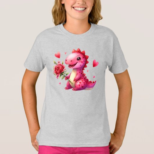 かわいいバレンタインデーの恐竜 Tシャツ (正面)