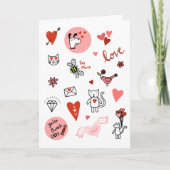 かわいいバレンタインデーの愛の漫画 カード (正面)