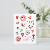 かわいいバレンタインデーの愛の漫画 シーズンポストカード (スタンド正面)