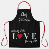 かわいいバレンタインデーの愛カスタムハート夫 エプロン (正面)