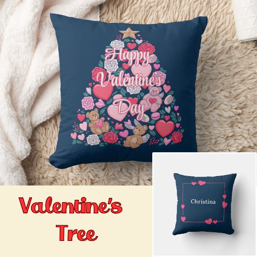 かわいいバレンタインデーの木 クッション