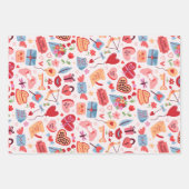 かわいいバレンタインデーの柄のハートと愛 ラッピングペーパーシート (正面)