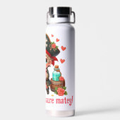 かわいいバレンタインデーの海賊 ウォーターボトル (背面)