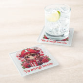 かわいいバレンタインデーの海賊 ガラスコースター (アングル)