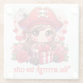 かわいいバレンタインデーの海賊 ガラスコースター (裏面)