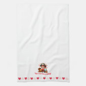 かわいいバレンタインデーの海賊 キッチンタオル (縦)
